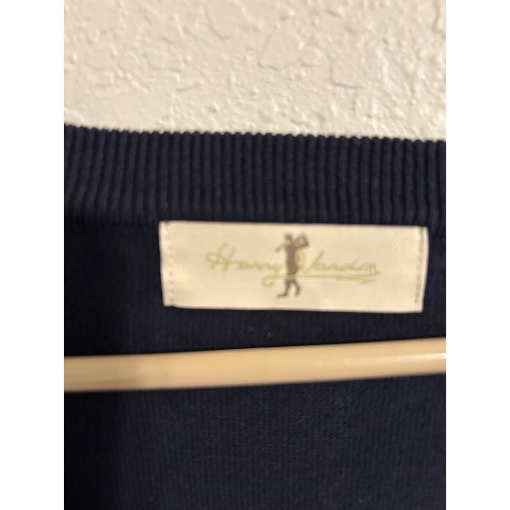 Harry Vardon Mens XL Navy Blue V-Neck Sweater Tonal Diamond Argyle Knit Pullover - Picture 2 of 5